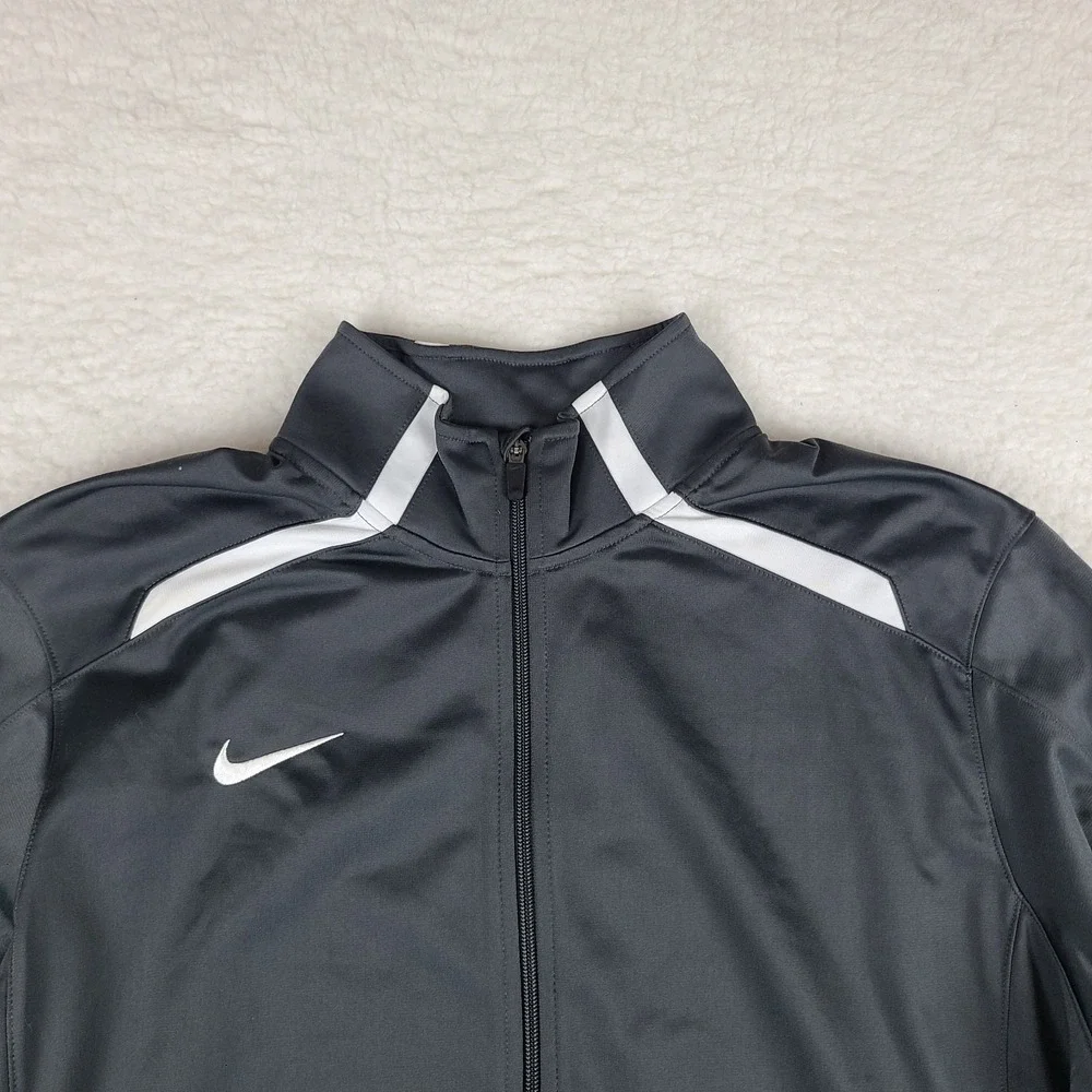 Nike Sweater Mens Large Dark Gray Full‎ Zip Performance Overtime Track Jacket